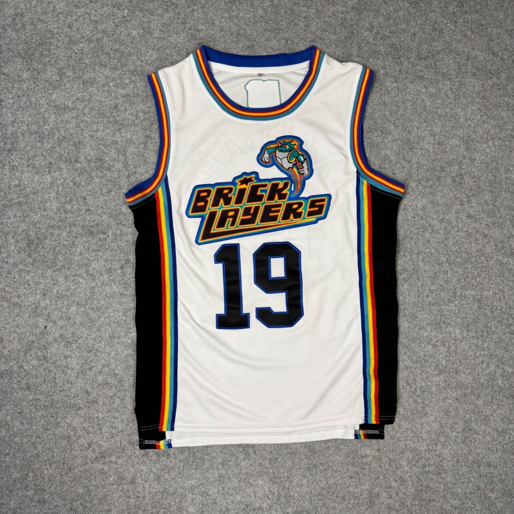 Brick Layers Aaliyah 19 MTV Basketball Jersey‎ Mens Small White Rainbow Mesh Top